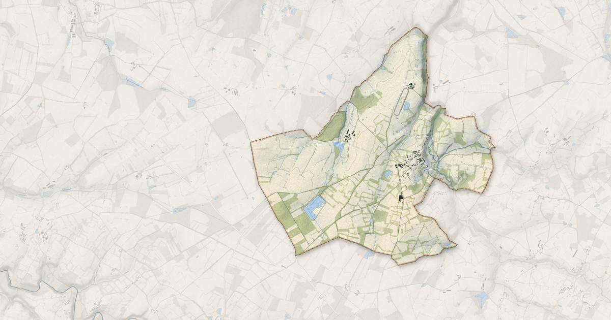 Portrait cartographique de Beaulieu : relief, eau, forêts, bâti et voies, calculés à partir des données de l'IGN