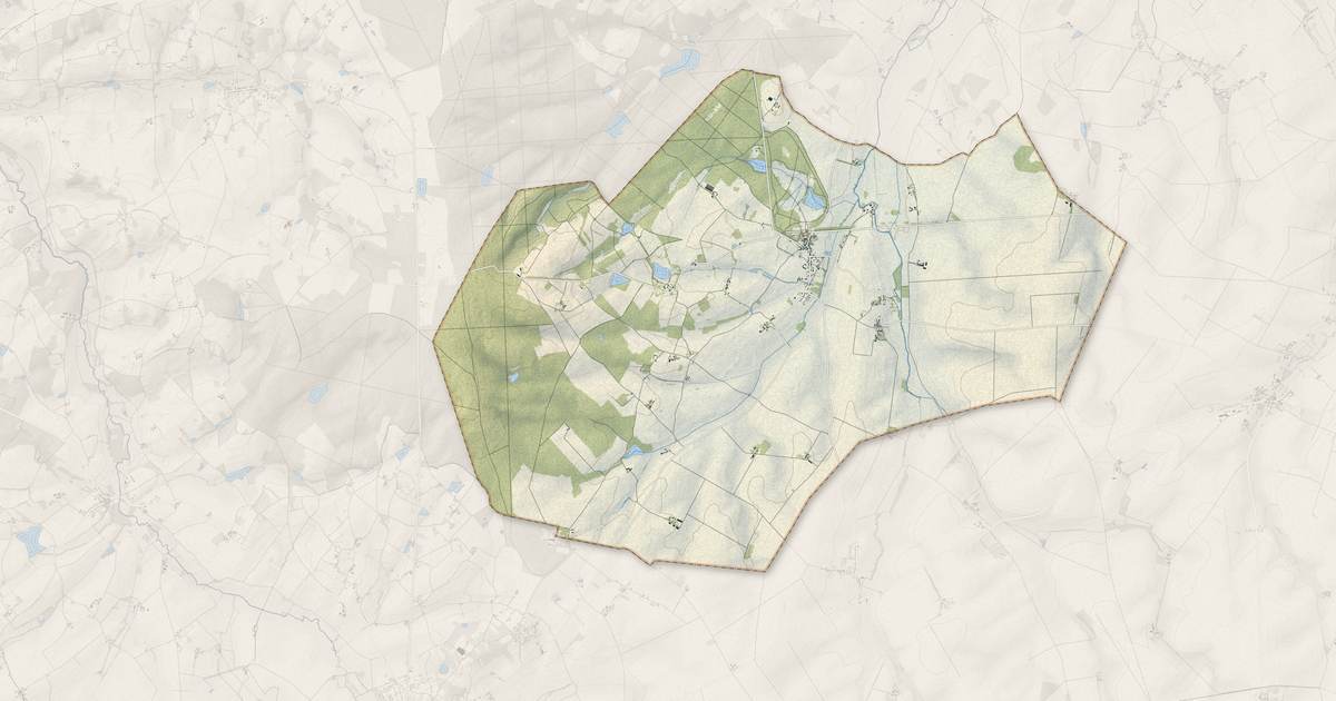 Portrait cartographique de Bouges-le-Château : relief, eau, forêts, bâti et voies, calculés à partir des données de l'IGN