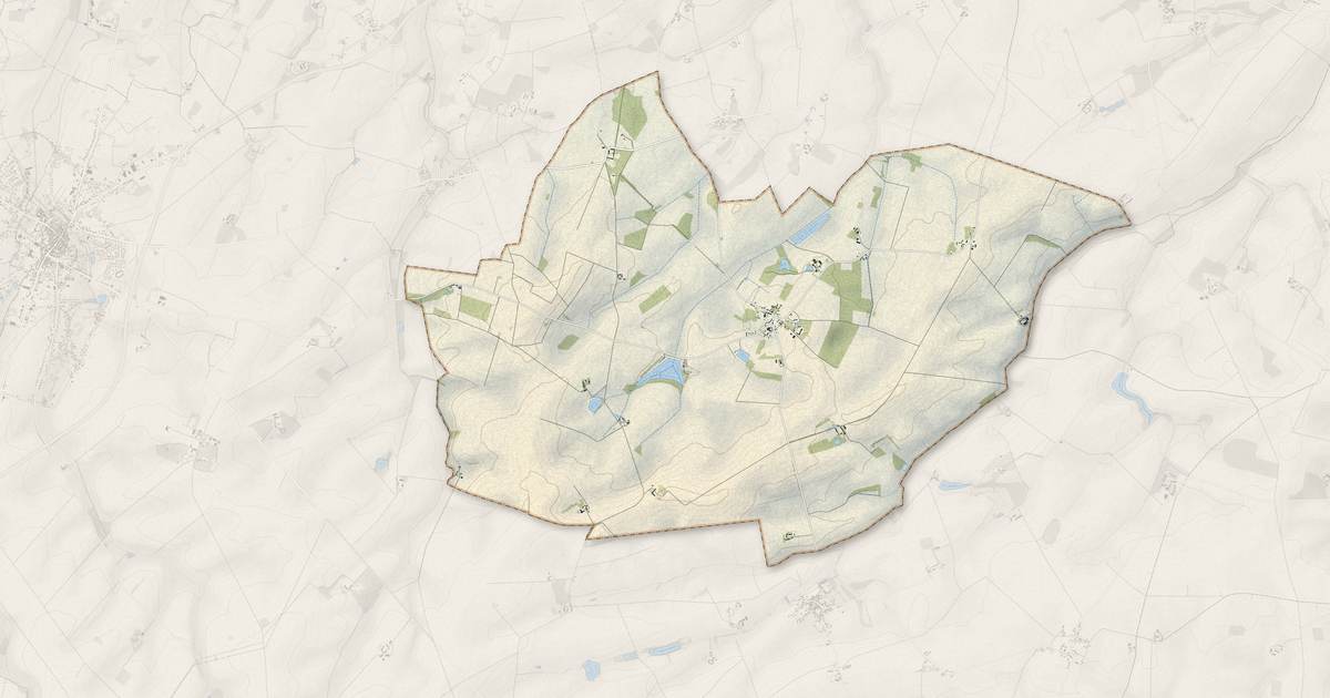 Portrait cartographique de Giroux : relief, eau, forêts, bâti et voies, calculés à partir des données de l'IGN