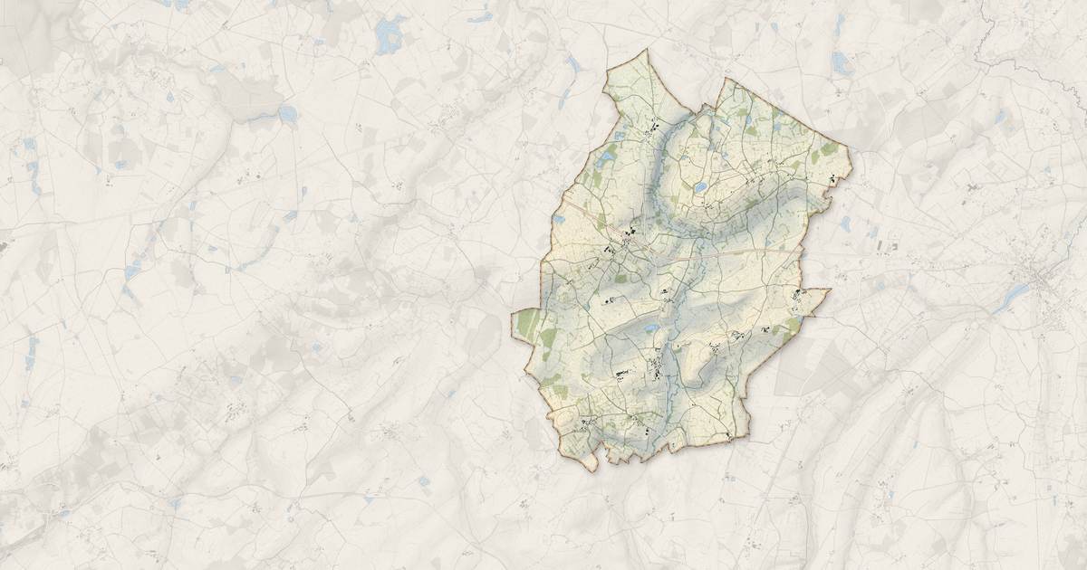 Portrait cartographique de Gournay : relief, eau, forêts, bâti et voies, calculés à partir des données de l'IGN