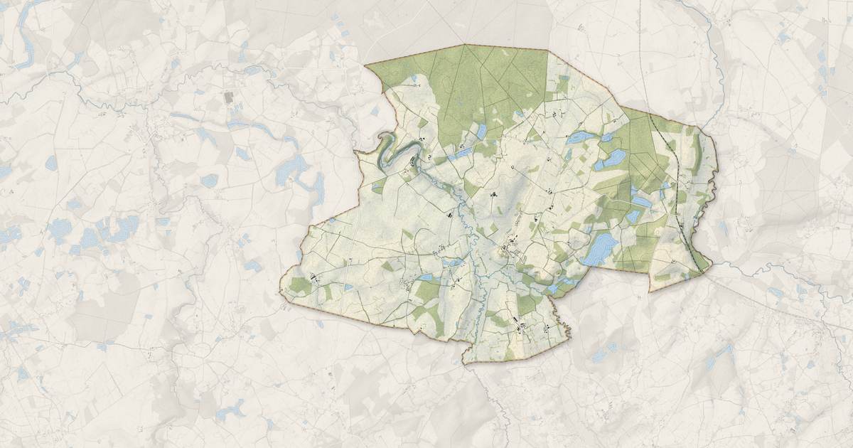 Portrait cartographique de Jeu-les-Bois : relief, eau, forêts, bâti et voies, calculés à partir des données de l'IGN