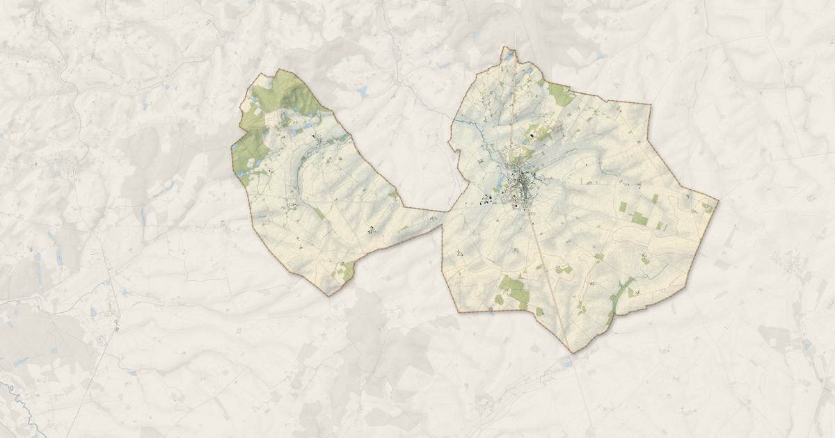 Portrait cartographique de Levroux : relief, eau, forêts, bâti et voies, calculés à partir des données de l'IGN