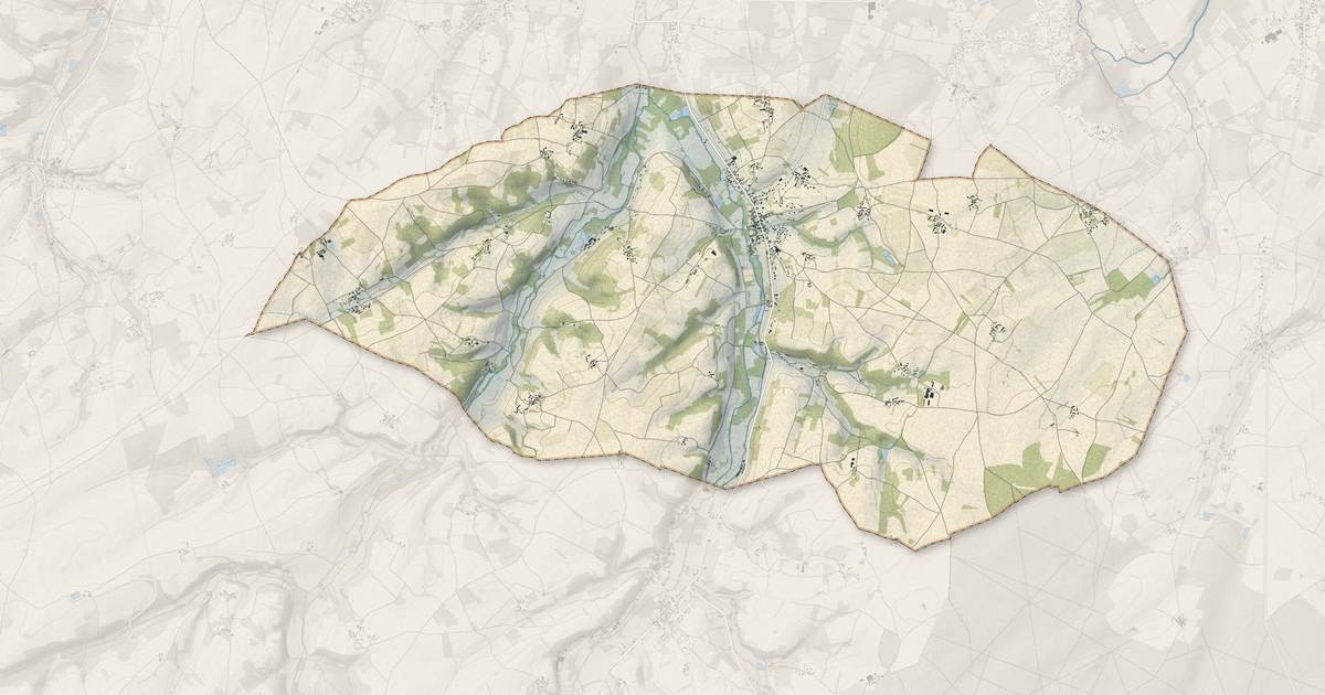 Portrait cartographique de Lye : relief, eau, forêts, bâti et voies, calculés à partir des données de l'IGN
