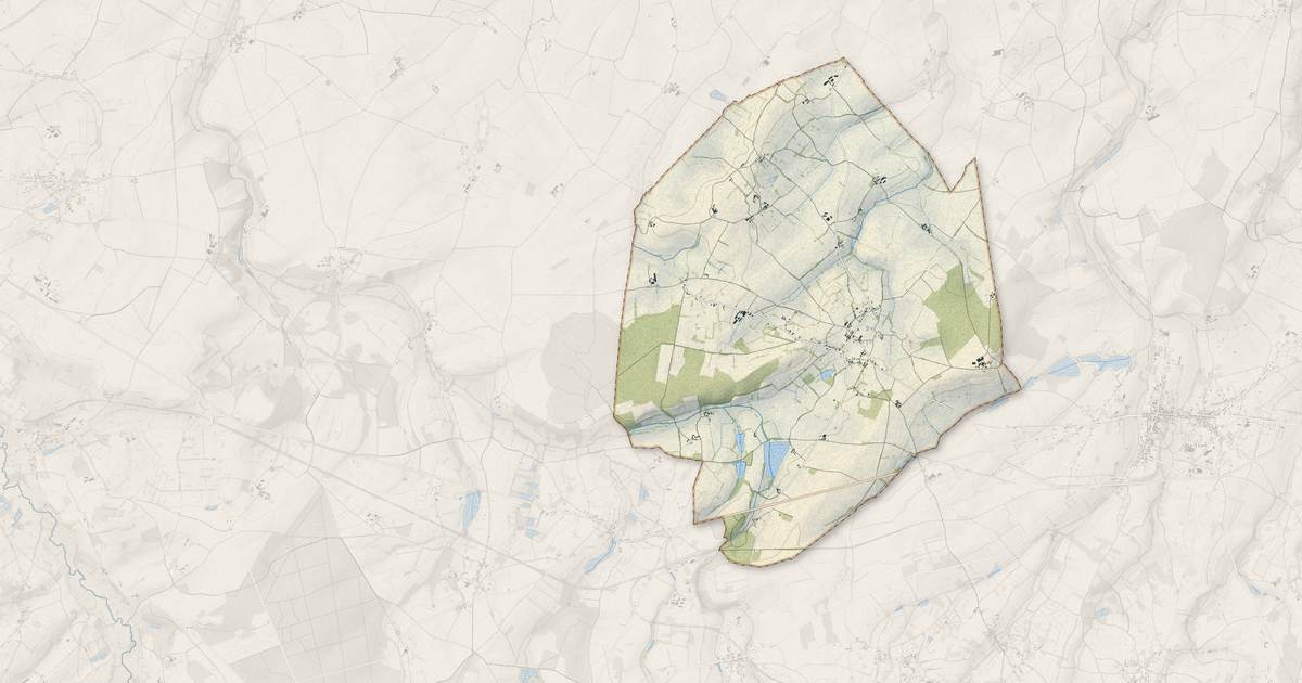 Portrait cartographique de Néret : relief, eau, forêts, bâti et voies, calculés à partir des données de l'IGN