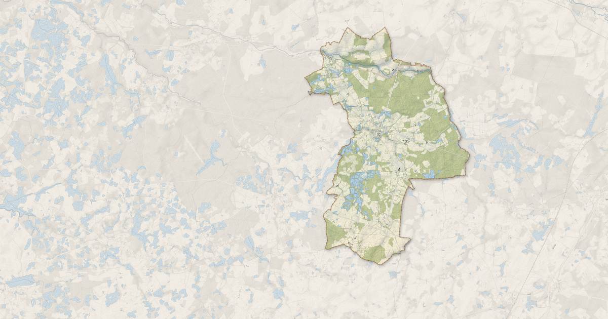 Portrait cartographique de Neuillay-les-Bois : relief, eau, forêts, bâti et voies, calculés à partir des données de l'IGN