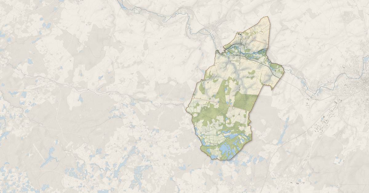 Portrait cartographique de Niherne : relief, eau, forêts, bâti et voies, calculés à partir des données de l'IGN