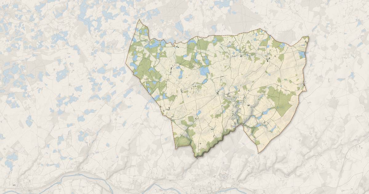 Portrait cartographique de Nuret-le-Ferron : relief, eau, forêts, bâti et voies, calculés à partir des données de l'IGN