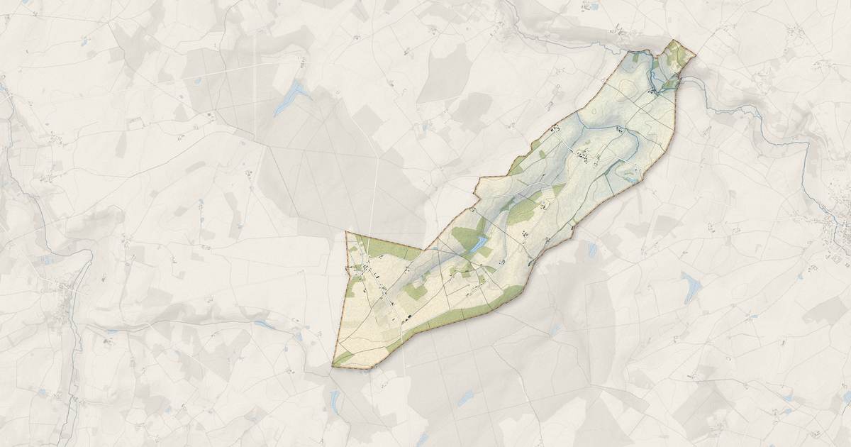 Portrait cartographique de Orville : relief, eau, forêts, bâti et voies, calculés à partir des données de l'IGN