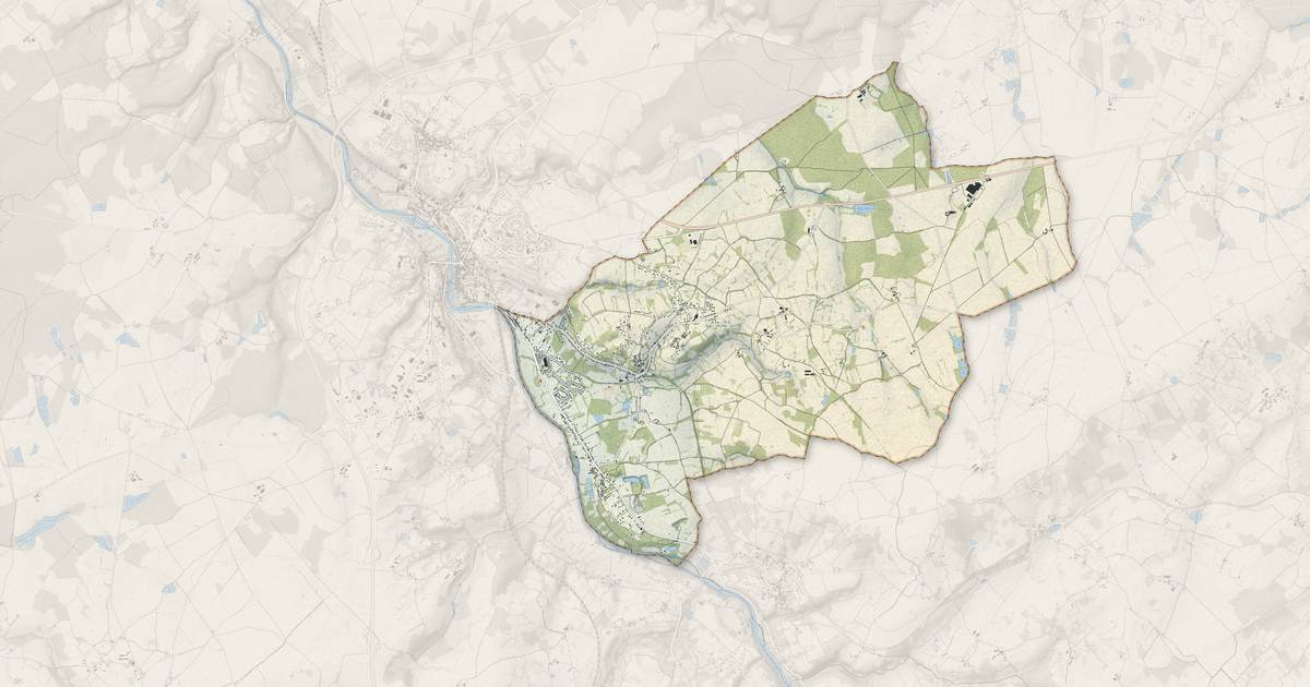 Portrait cartographique de Le Pêchereau : relief, eau, forêts, bâti et voies, calculés à partir des données de l'IGN