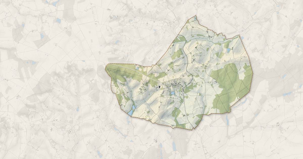 Portrait cartographique de Pellevoisin : relief, eau, forêts, bâti et voies, calculés à partir des données de l'IGN