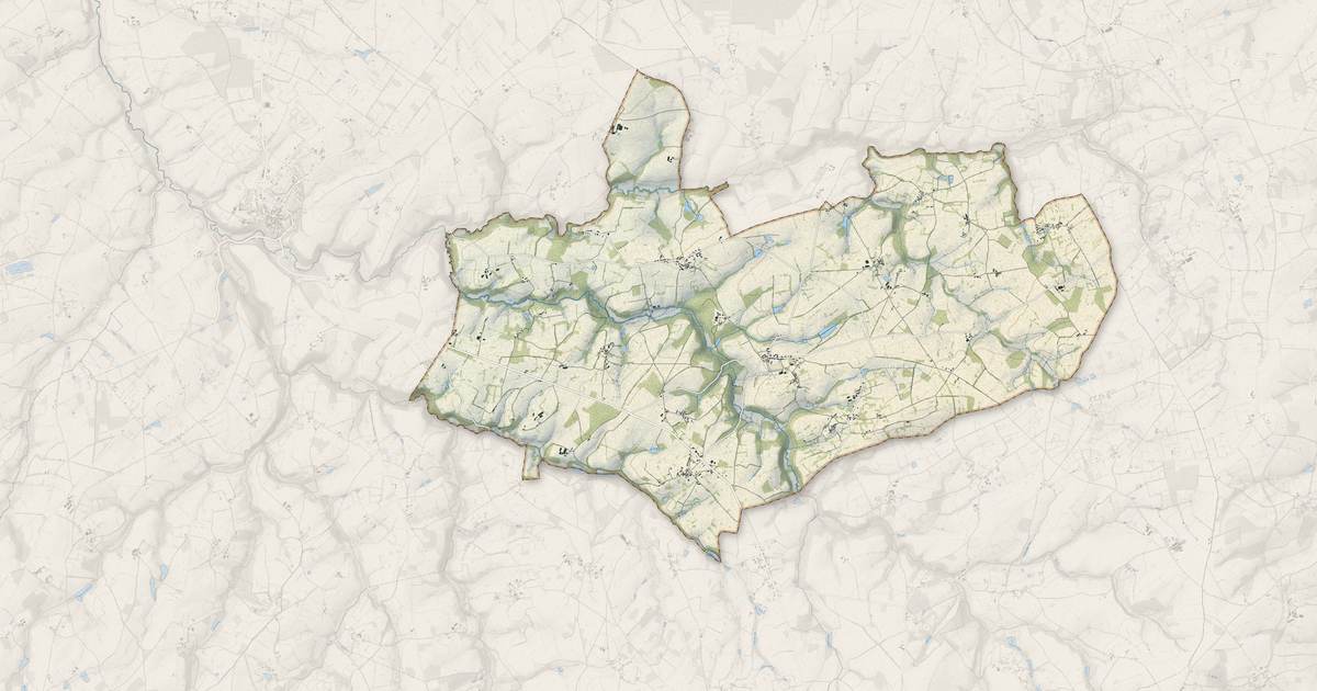 Portrait cartographique de Pérassay : relief, eau, forêts, bâti et voies, calculés à partir des données de l'IGN