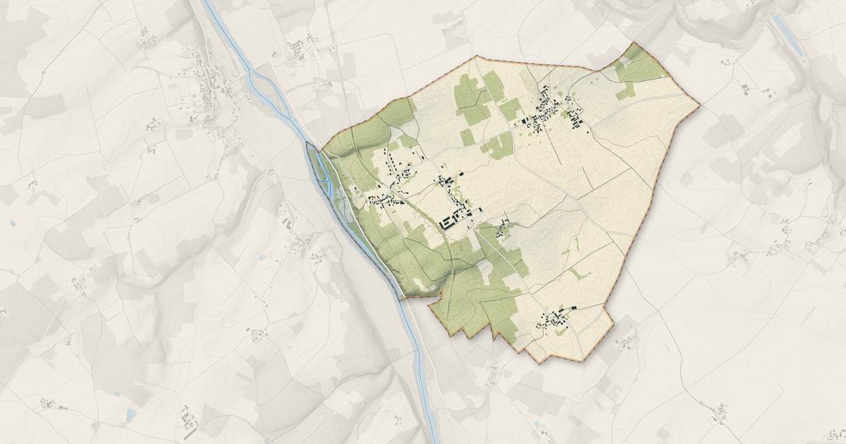 Portrait cartographique de Preuilly-la-Ville : relief, eau, forêts, bâti et voies, calculés à partir des données de l'IGN