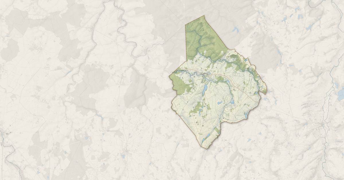 Portrait cartographique de Pruniers : relief, eau, forêts, bâti et voies, calculés à partir des données de l'IGN