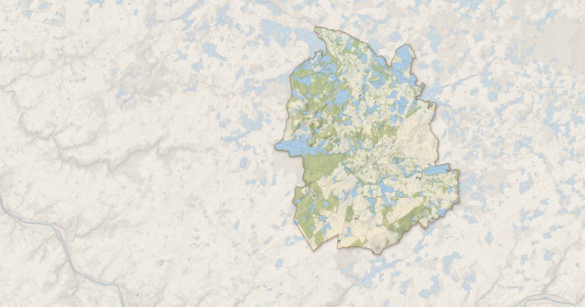 Portrait cartographique de Rosnay : relief, eau, forêts, bâti et voies, calculés à partir des données de l'IGN