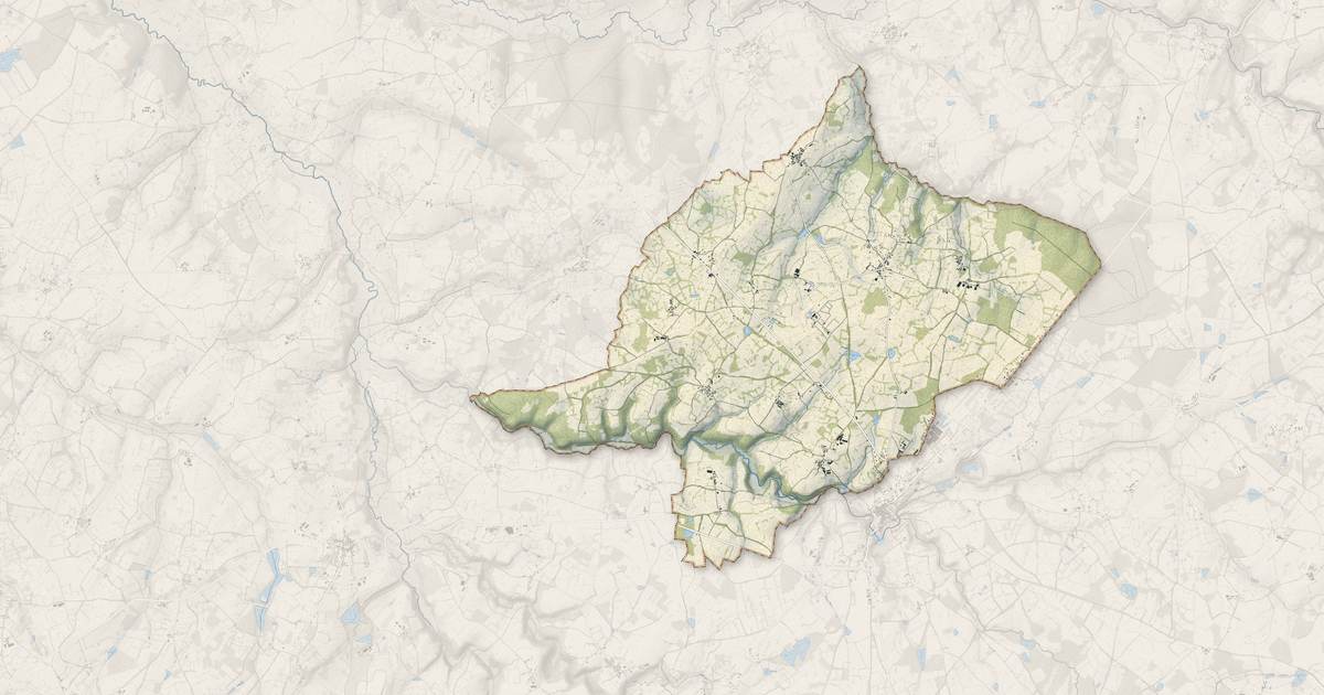Portrait cartographique de Roussines : relief, eau, forêts, bâti et voies, calculés à partir des données de l'IGN
