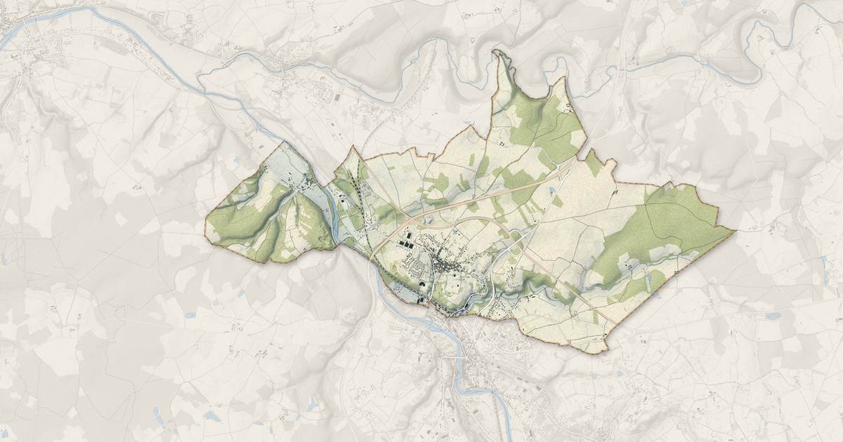 Portrait cartographique de Saint-Marcel : relief, eau, forêts, bâti et voies, calculés à partir des données de l'IGN
