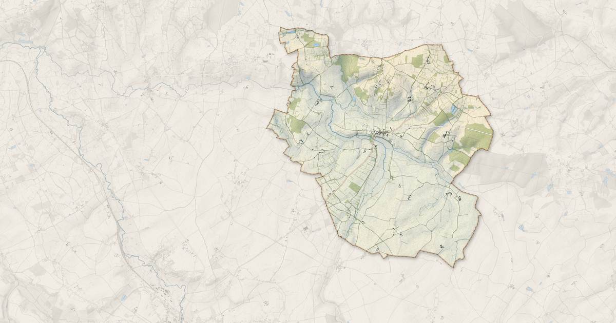 Portrait cartographique de Thevet-Saint-Julien : relief, eau, forêts, bâti et voies, calculés à partir des données de l'IGN