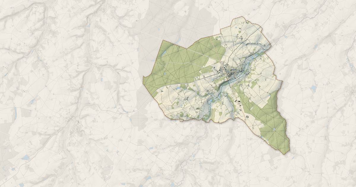 Portrait cartographique de Valençay : relief, eau, forêts, bâti et voies, calculés à partir des données de l'IGN