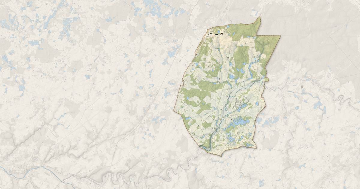 Portrait cartographique de Velles : relief, eau, forêts, bâti et voies, calculés à partir des données de l'IGN