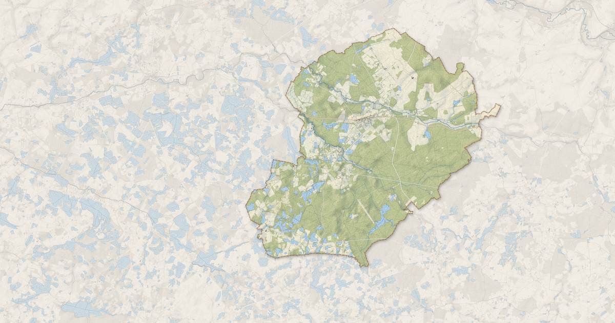 Portrait cartographique de Vendœuvres : relief, eau, forêts, bâti et voies, calculés à partir des données de l'IGN