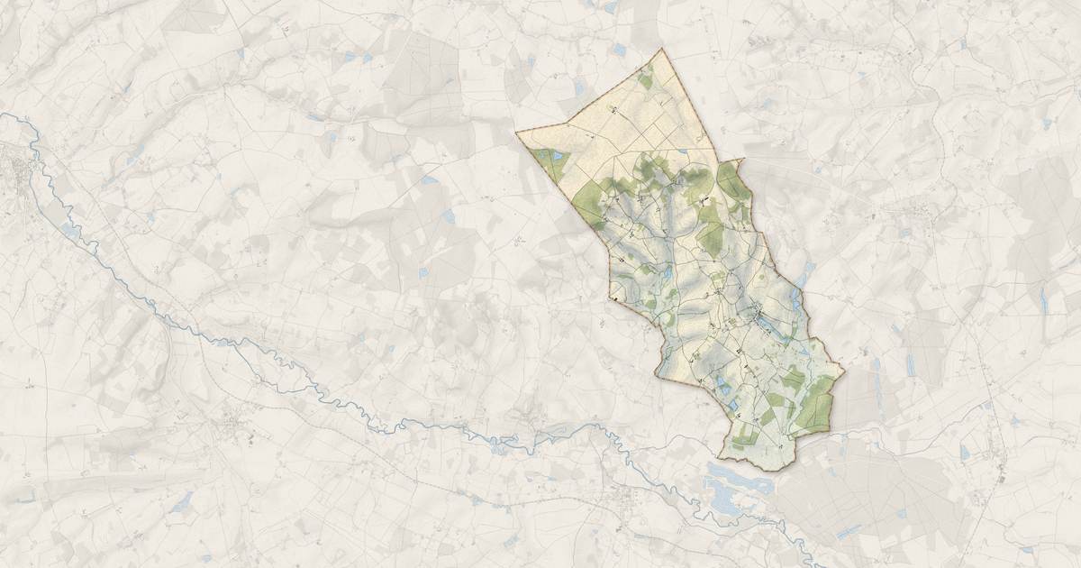Portrait cartographique de Villegouin : relief, eau, forêts, bâti et voies, calculés à partir des données de l'IGN