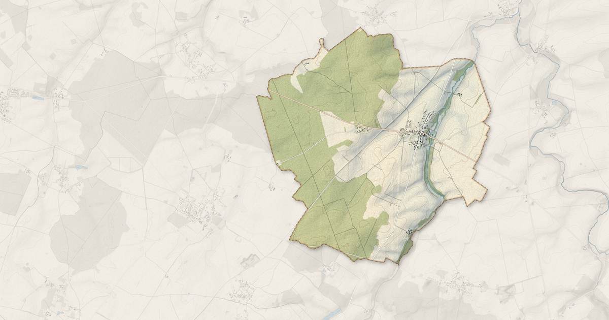 Portrait cartographique de Vouillon : relief, eau, forêts, bâti et voies, calculés à partir des données de l'IGN