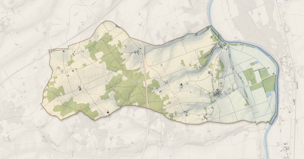 Portrait cartographique de Antogny-le-Tillac : relief, eau, forêts, bâti et voies, calculés à partir des données de l'IGN