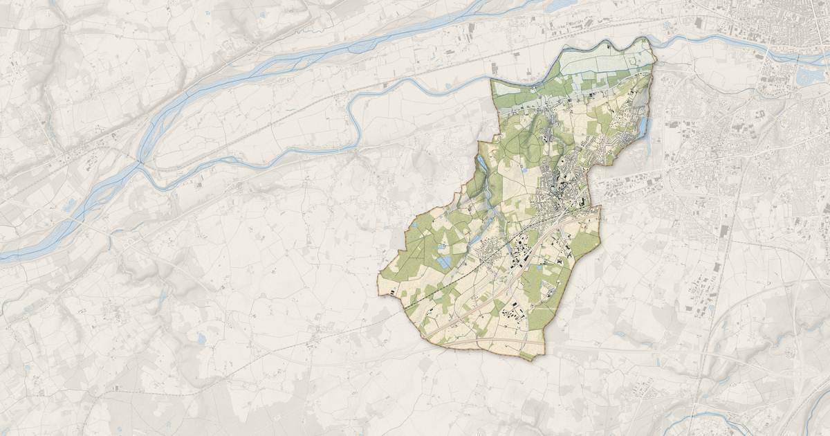 Portrait cartographique de Ballan-Miré : relief, eau, forêts, bâti et voies, calculés à partir des données de l'IGN