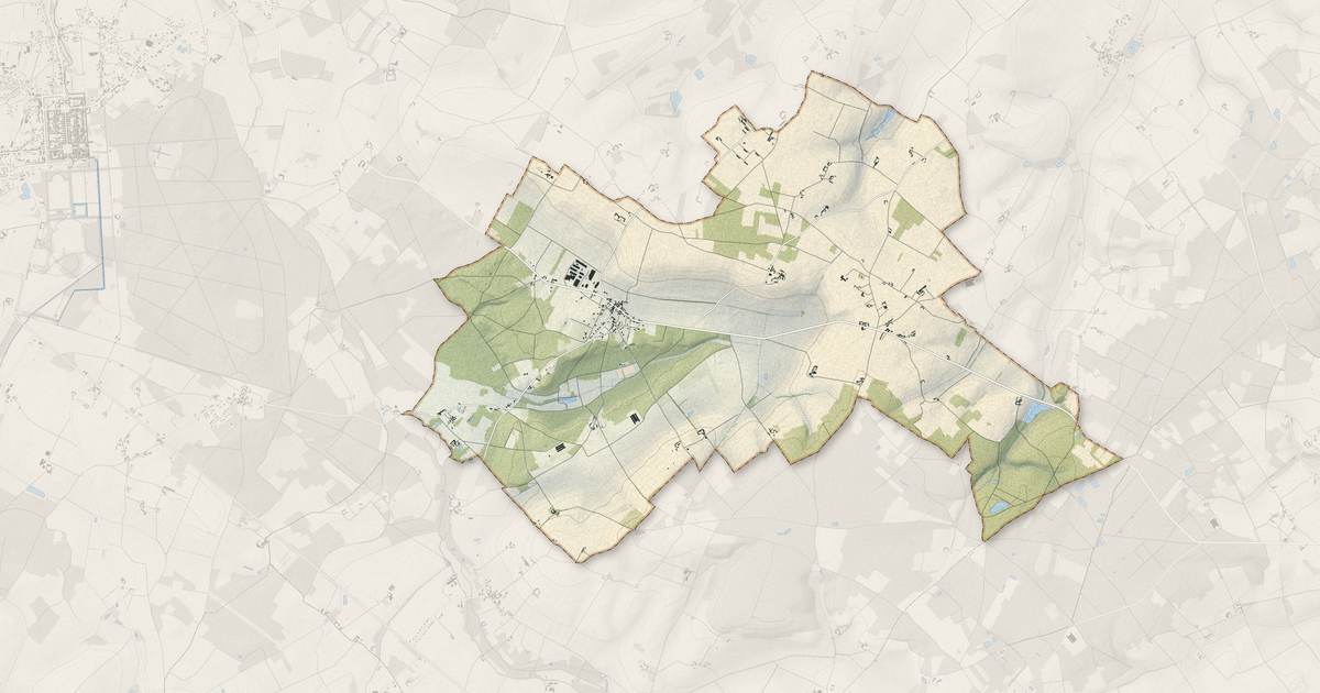 Portrait cartographique de Braslou : relief, eau, forêts, bâti et voies, calculés à partir des données de l'IGN