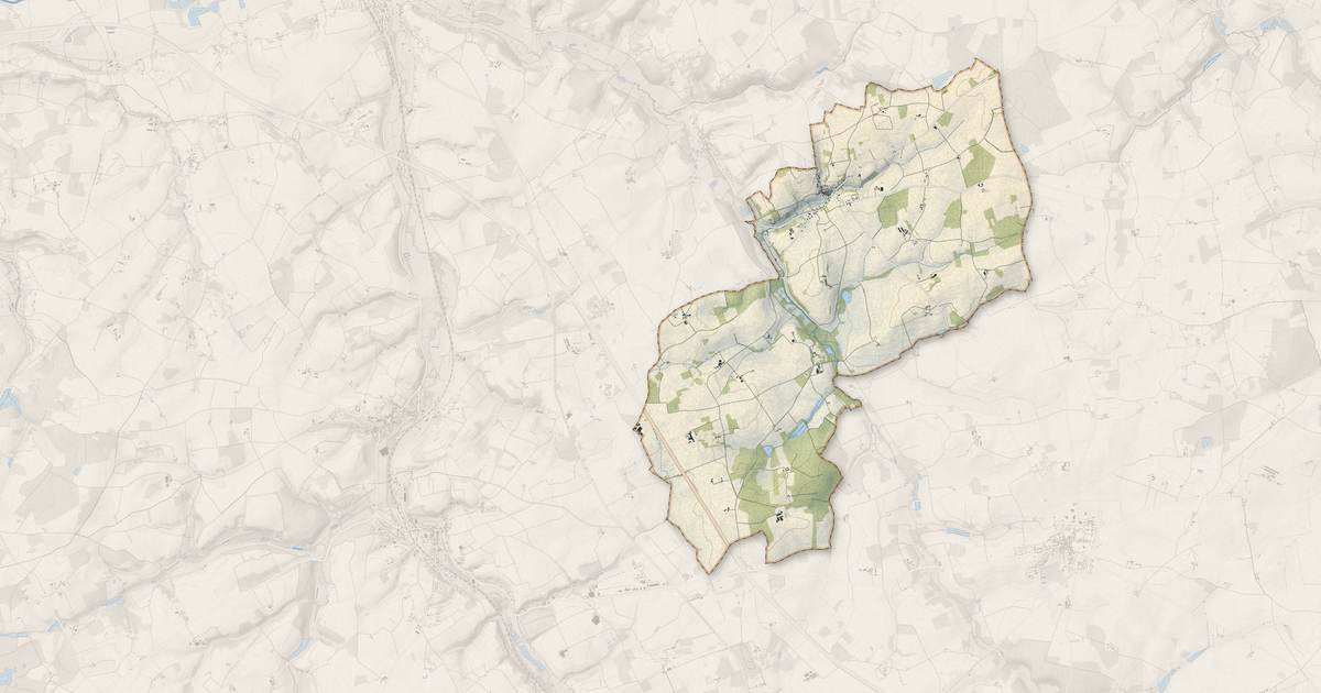 Portrait cartographique de Bueil-en-Touraine : relief, eau, forêts, bâti et voies, calculés à partir des données de l'IGN