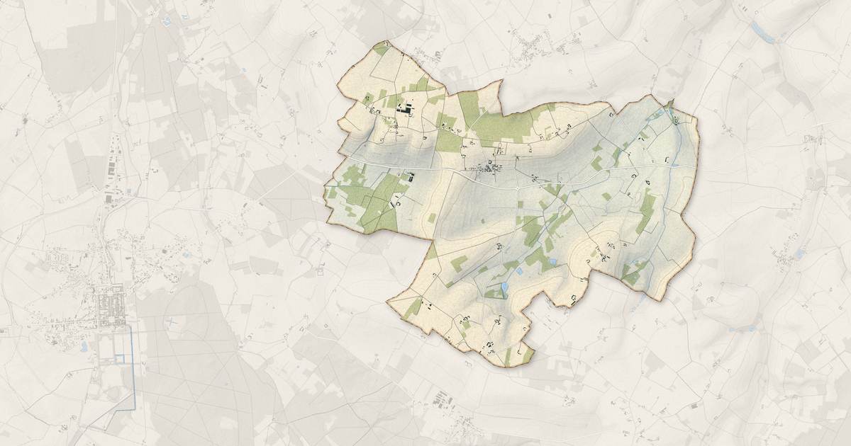 Portrait cartographique de Courcoué : relief, eau, forêts, bâti et voies, calculés à partir des données de l'IGN