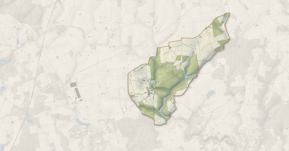 Portrait cartographique de Dame-Marie-les-Bois : relief, eau, forêts, bâti et voies, calculés à partir des données de l'IGN