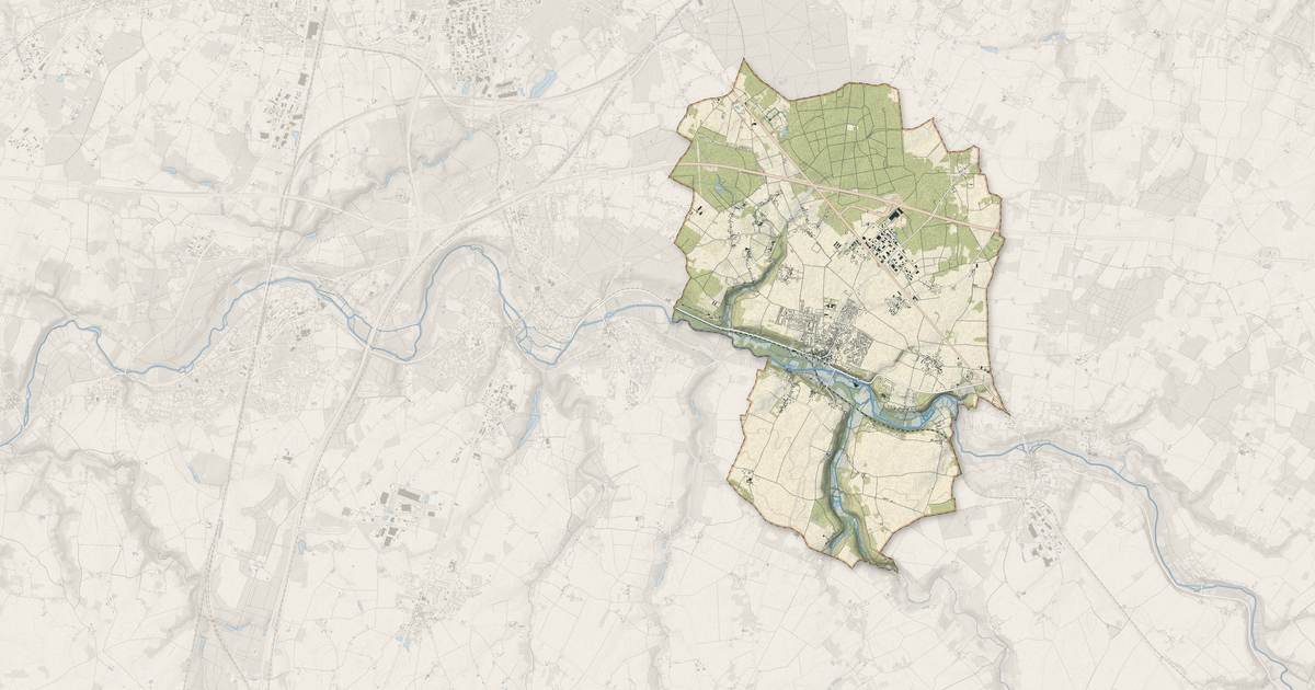 Portrait cartographique de Esvres : relief, eau, forêts, bâti et voies, calculés à partir des données de l'IGN