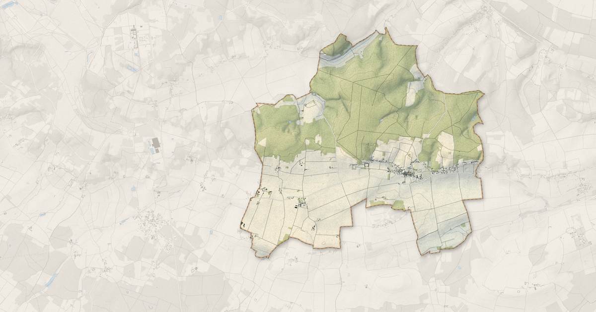 Portrait cartographique de Lerné : relief, eau, forêts, bâti et voies, calculés à partir des données de l'IGN