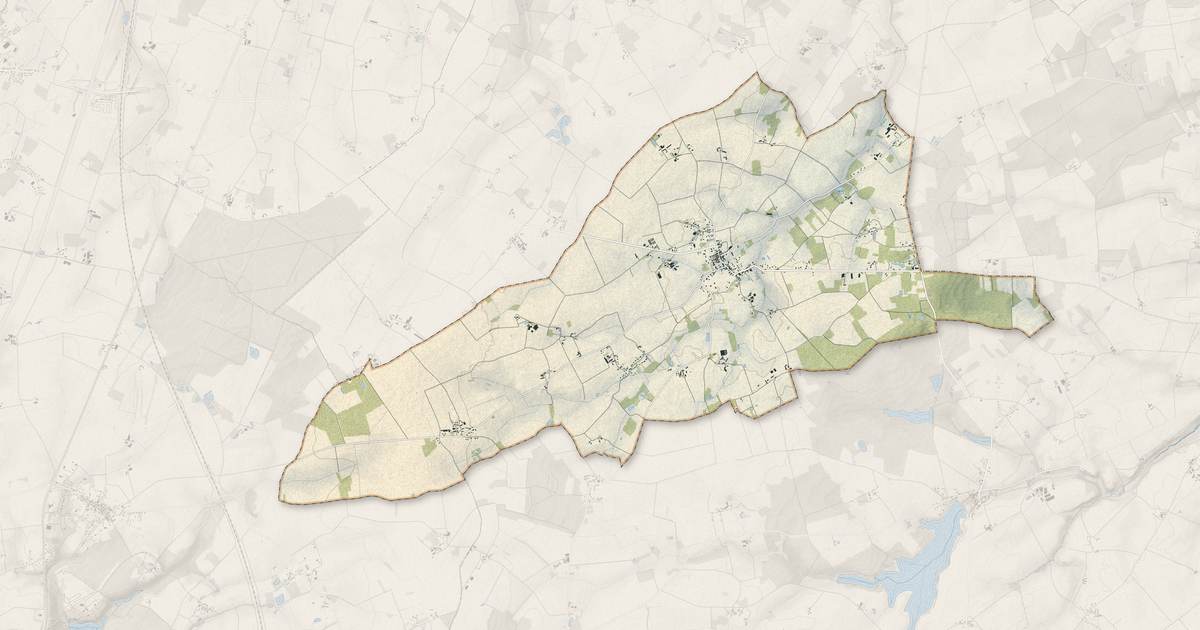 Portrait cartographique de Louans : relief, eau, forêts, bâti et voies, calculés à partir des données de l'IGN