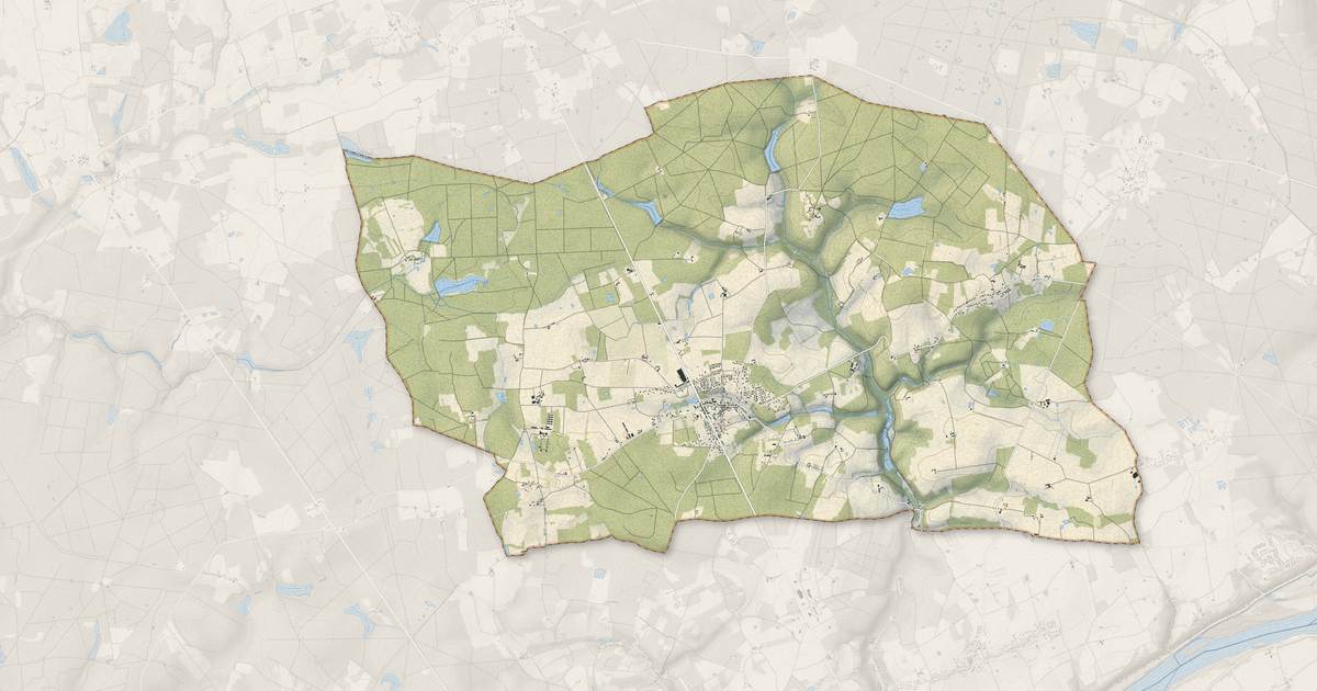 Portrait cartographique de Mazières-de-Touraine : relief, eau, forêts, bâti et voies, calculés à partir des données de l'IGN