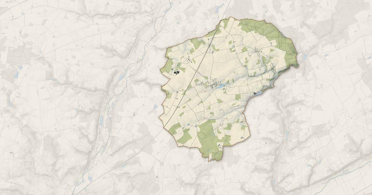Portrait cartographique de Montreuil-en-Touraine : relief, eau, forêts, bâti et voies, calculés à partir des données de l'IGN