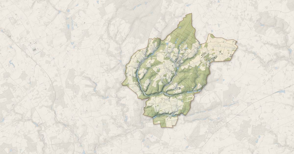 Portrait cartographique de Nouzilly : relief, eau, forêts, bâti et voies, calculés à partir des données de l'IGN