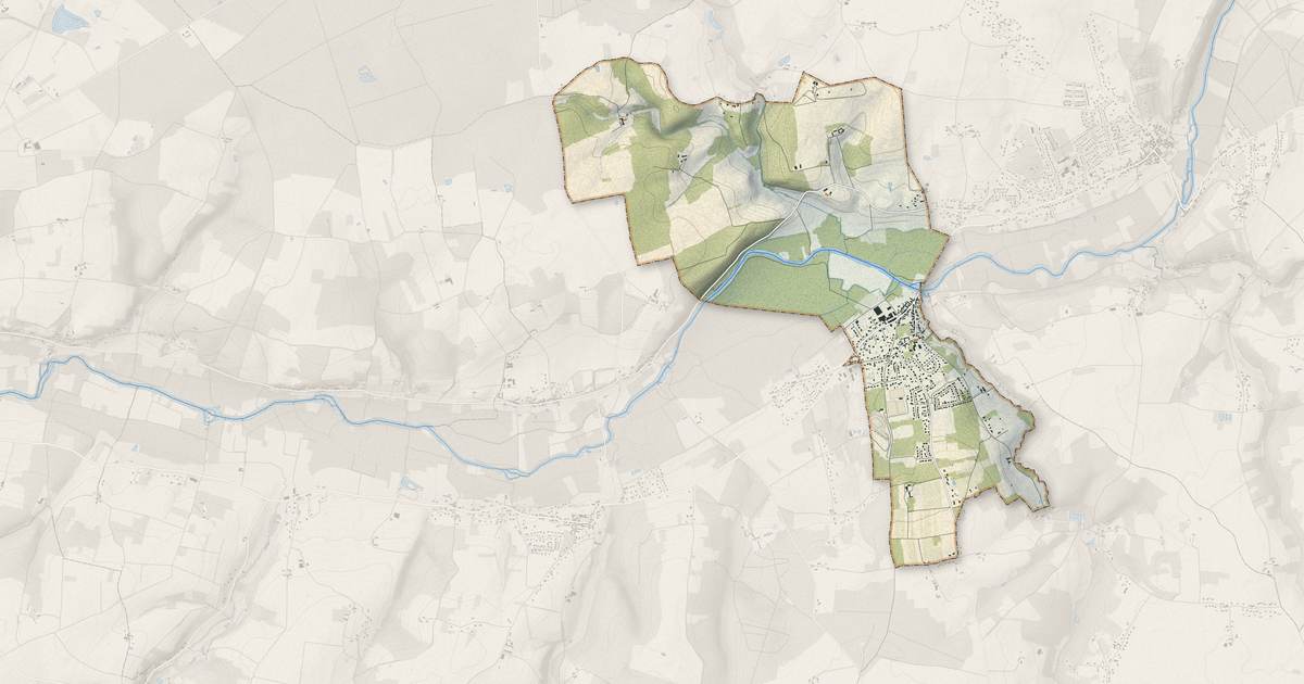 Portrait cartographique de Pont-de-Ruan : relief, eau, forêts, bâti et voies, calculés à partir des données de l'IGN