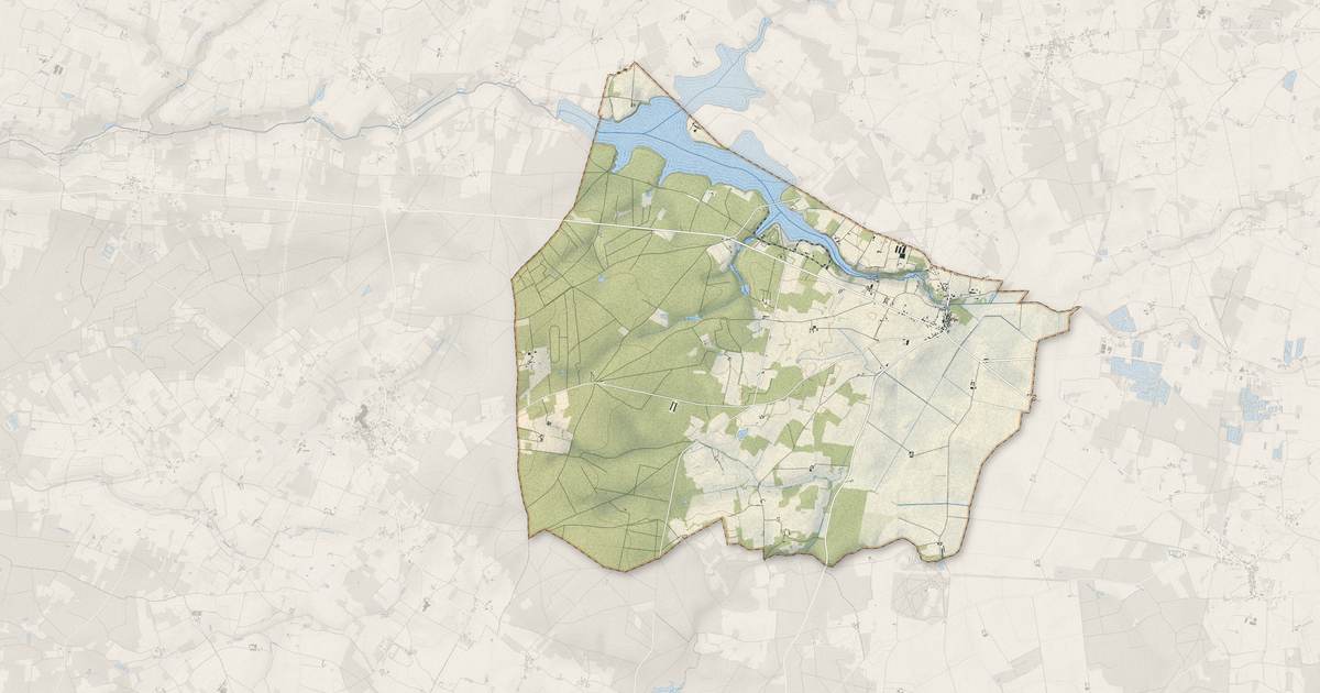 Portrait cartographique de Rillé : relief, eau, forêts, bâti et voies, calculés à partir des données de l'IGN