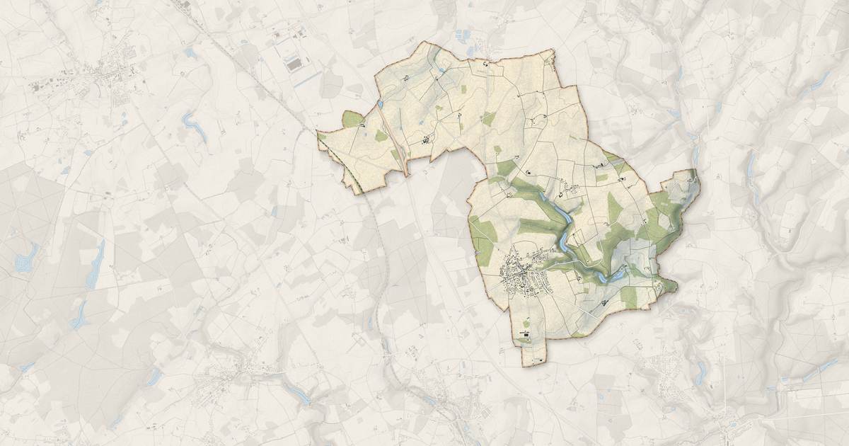 Portrait cartographique de Rouziers-de-Touraine : relief, eau, forêts, bâti et voies, calculés à partir des données de l'IGN