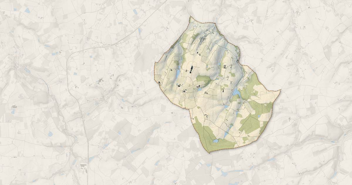 Portrait cartographique de Saint-Aubin-le-Dépeint : relief, eau, forêts, bâti et voies, calculés à partir des données de l'IGN