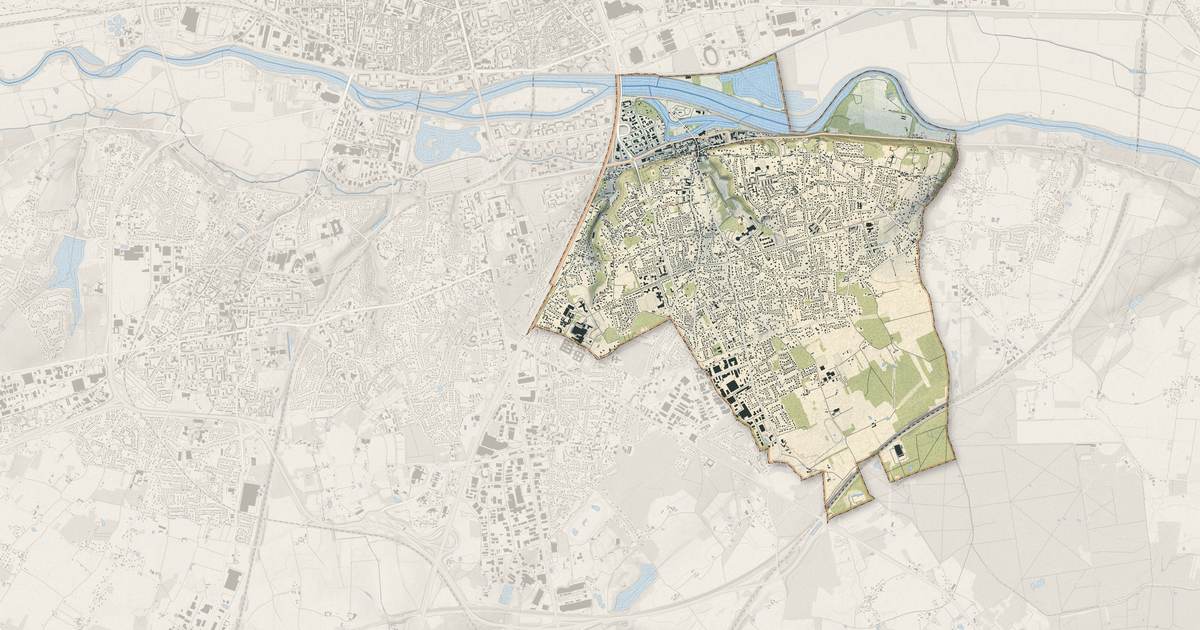 Portrait cartographique de Saint-Avertin : relief, eau, forêts, bâti et voies, calculés à partir des données de l'IGN