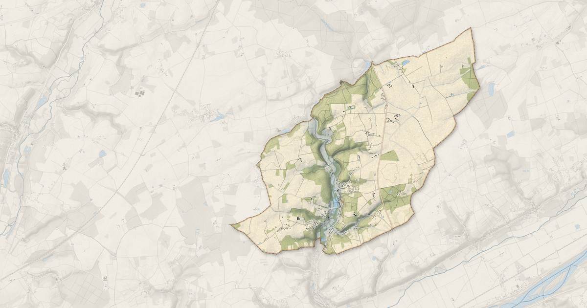 Portrait cartographique de Saint-Ouen-les-Vignes : relief, eau, forêts, bâti et voies, calculés à partir des données de l'IGN