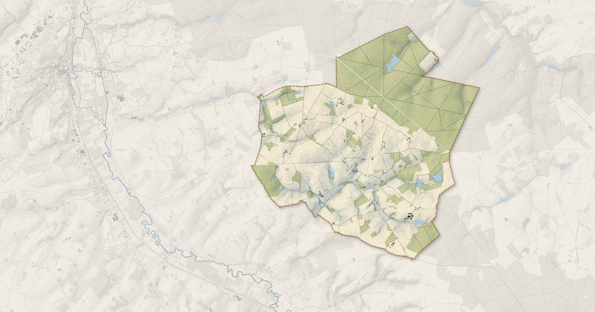 Portrait cartographique de Sennevières : relief, eau, forêts, bâti et voies, calculés à partir des données de l'IGN