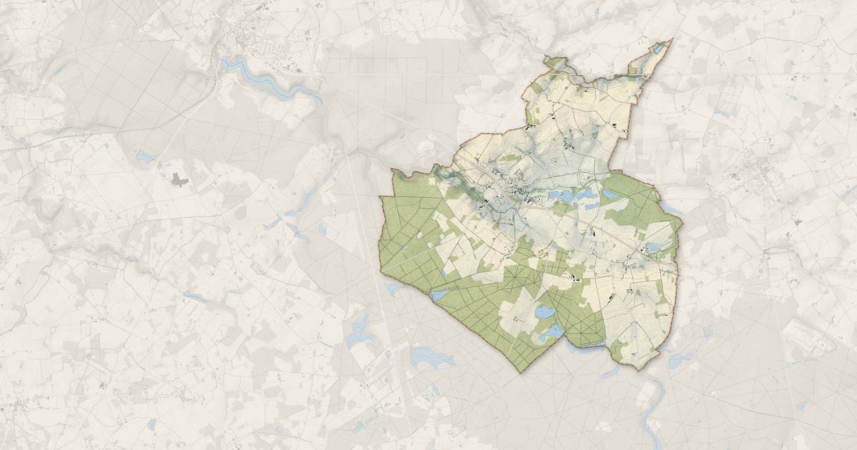 Portrait cartographique de Souvigné : relief, eau, forêts, bâti et voies, calculés à partir des données de l'IGN
