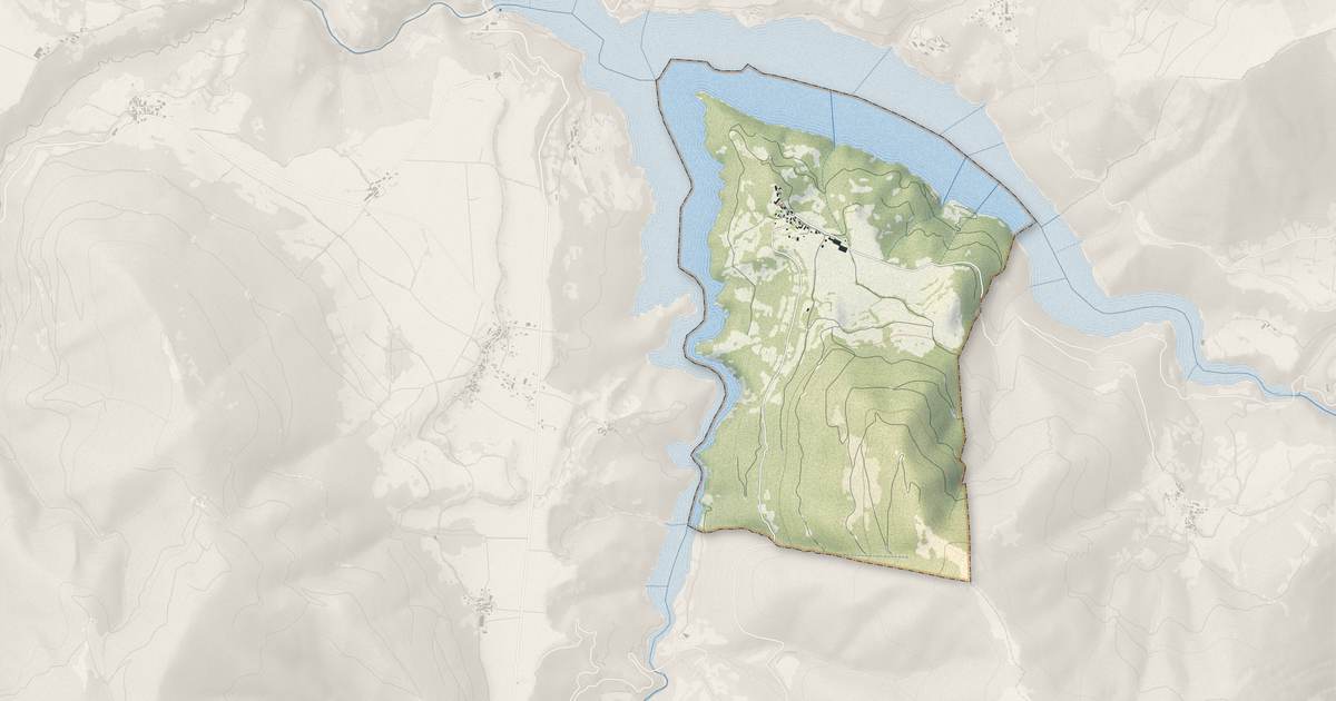 Portrait cartographique de Ambel : relief, eau, forêts, bâti et voies, calculés à partir des données de l'IGN