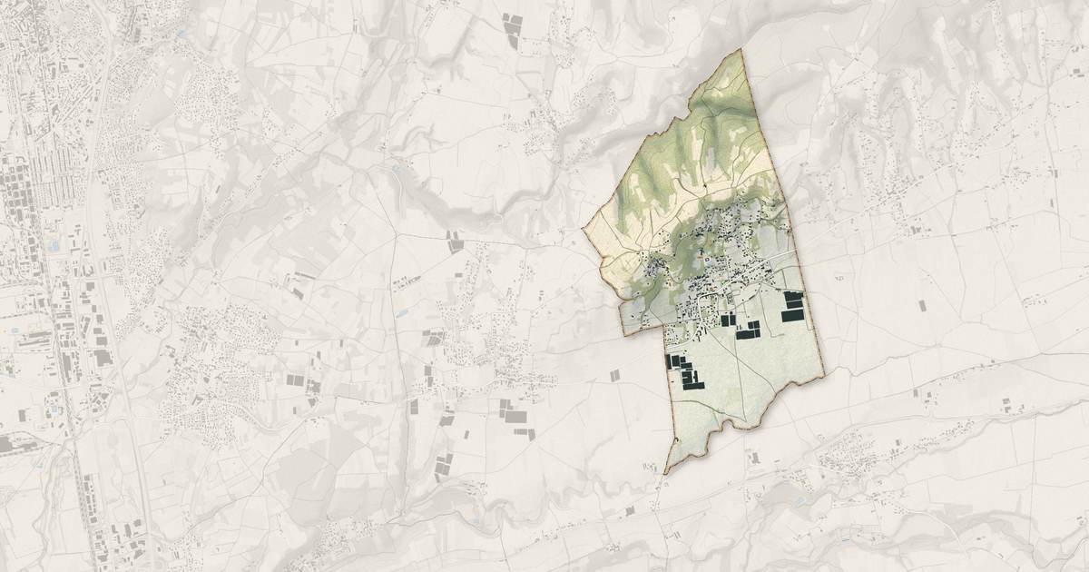 Portrait cartographique de Anjou : relief, eau, forêts, bâti et voies, calculés à partir des données de l'IGN