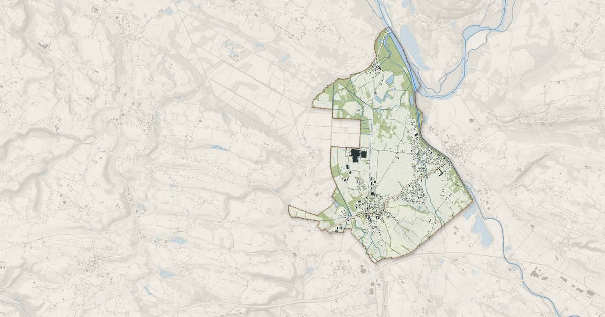 Portrait cartographique de Aoste : relief, eau, forêts, bâti et voies, calculés à partir des données de l'IGN