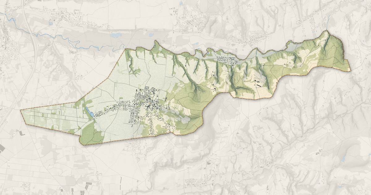 Portrait cartographique de Assieu : relief, eau, forêts, bâti et voies, calculés à partir des données de l'IGN
